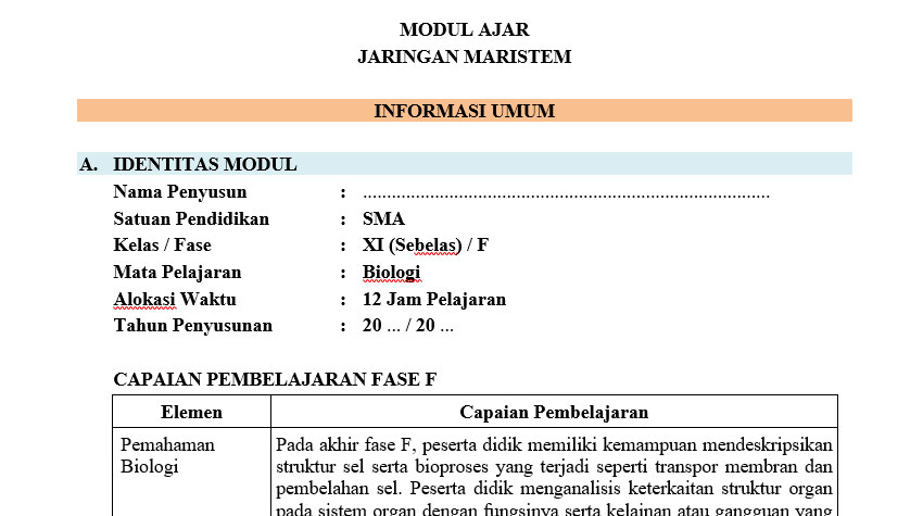 Download Modul Ajar Biologi Kelas XI Jaringan Maristem
