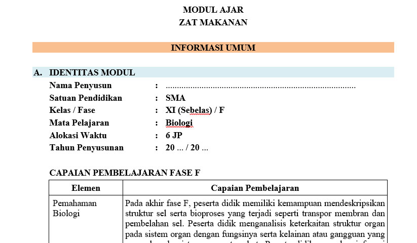 Download Modul Ajar Biologi Kelas XI Sistem Pencernaan pada Manusia