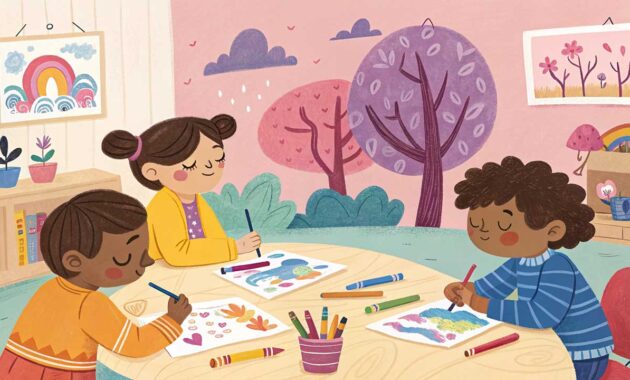 ilustrasi anak mewarnai dengan Kombinasi Warna yang Unik