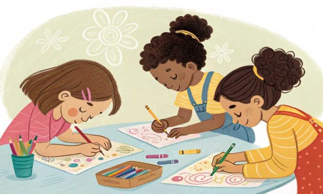 ilustrasi anak mewarnai dengan Teknik Shading