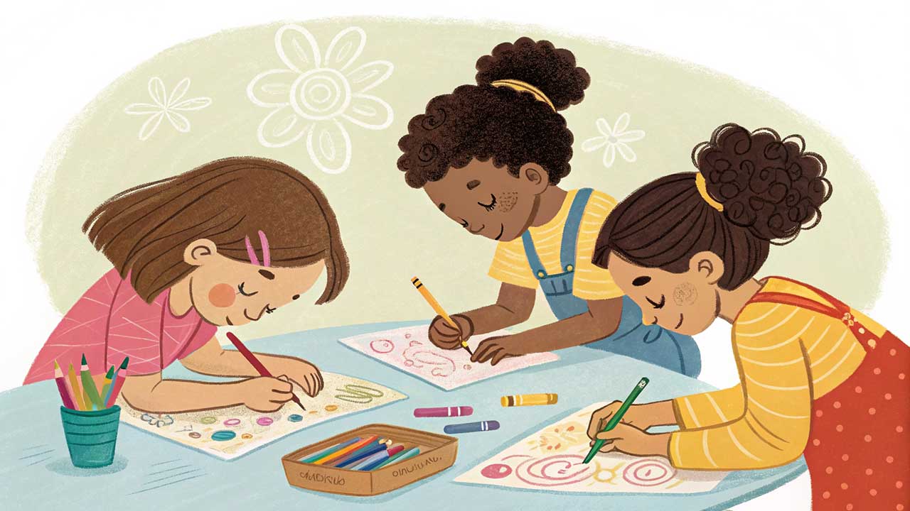 ilustrasi anak mewarnai dengan Teknik Shading