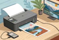 ilustrasi mencetak gambar dengan printer
