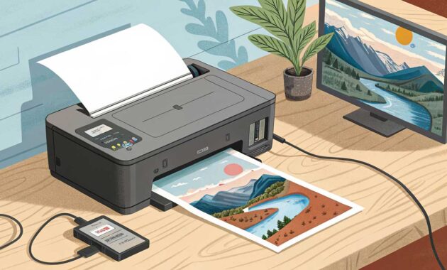 ilustrasi mencetak gambar dengan printer