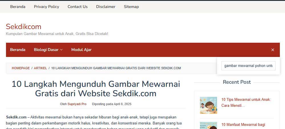 menggunakan pencarian di sekdikcom